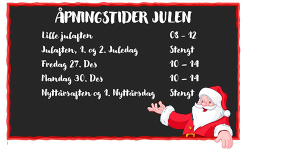 Åpningstider julen